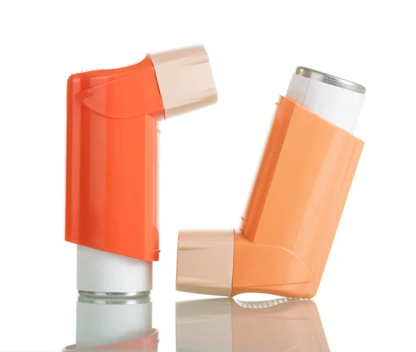 Two asthma inhaler isolated on white background. — Stock Photo, Image