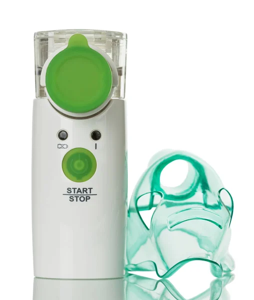 Medical equipment for inhalation, respiratory mask on white — 스톡 사진