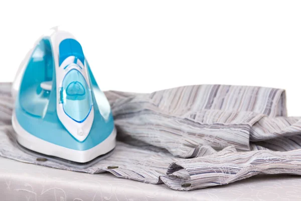 Electric Iron Clean Laundry Ironing Board Isolated White Background — 图库照片