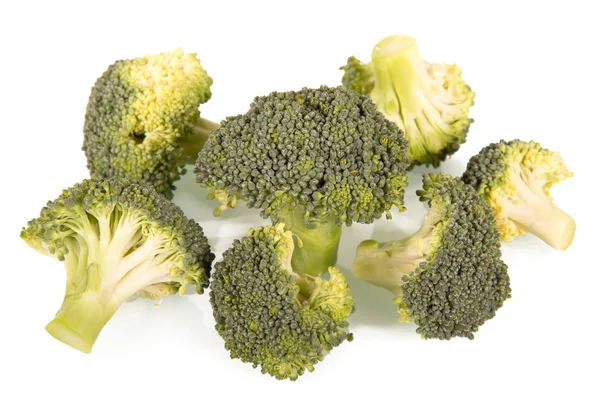 Ripe inflorescences of broccoli isolated on white. — Stok fotoğraf