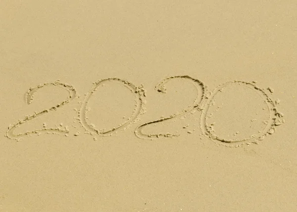 The inscription on the sand 2020 — Stock Photo, Image