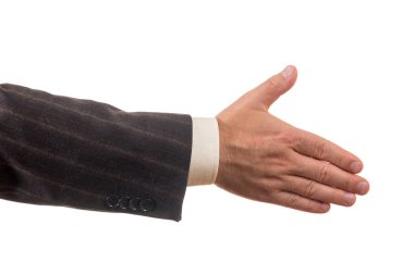 Beyaz tenli iş adamları el sıkışır.