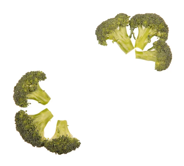 Ripe inflorescences of broccoli, laid out originally isolated — Stock Photo, Image