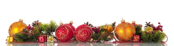 Heldere Kleurrijke Set Van Ornamenten Voor Kerstboom Geïsoleerd Witte Achtergrond — Stockfoto