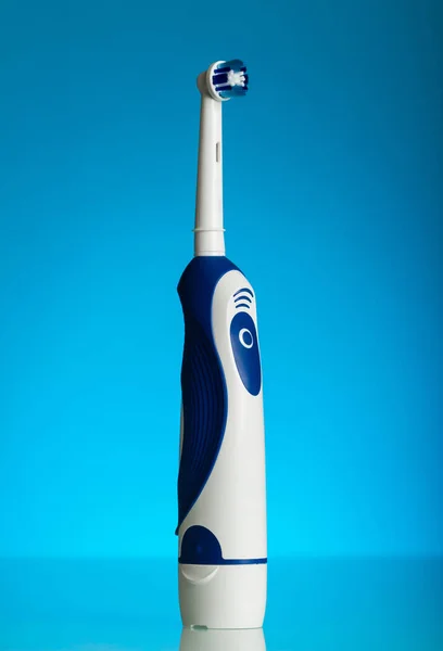 Electric Toothbrush Blue Background — Stock Photo, Image