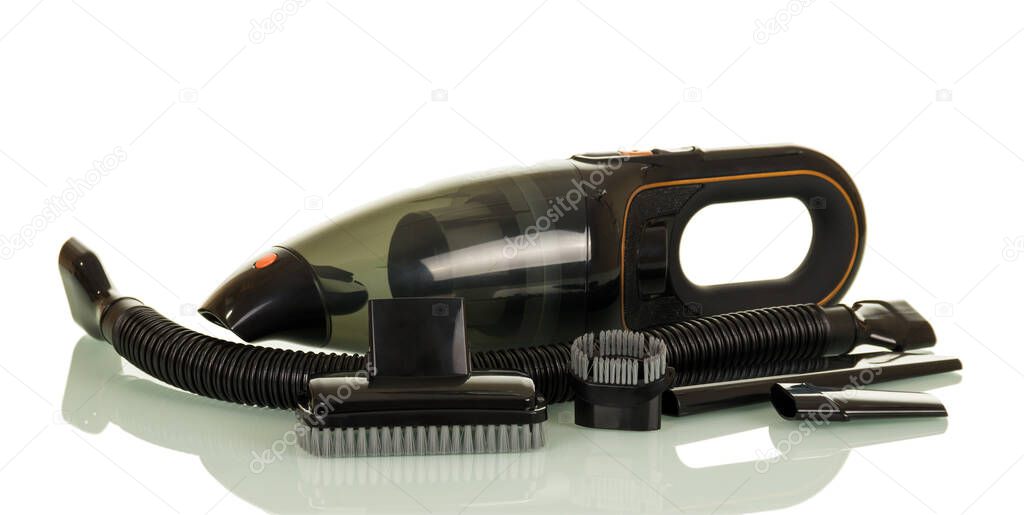 Automotive vacuum cleaner and details to it, brushes isolated
