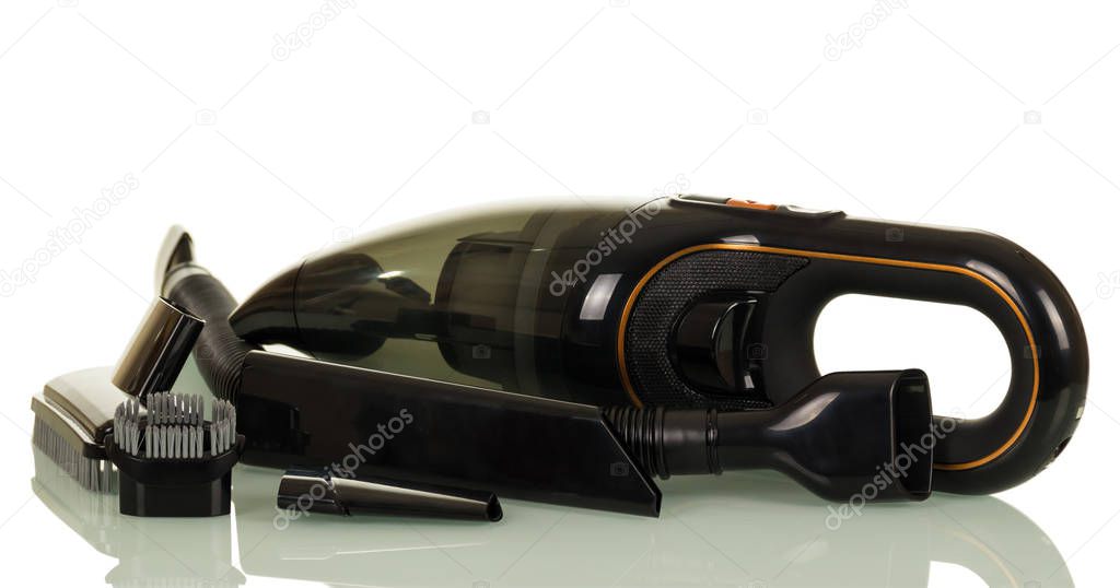 Small compact vacuum cleaner isolated on white