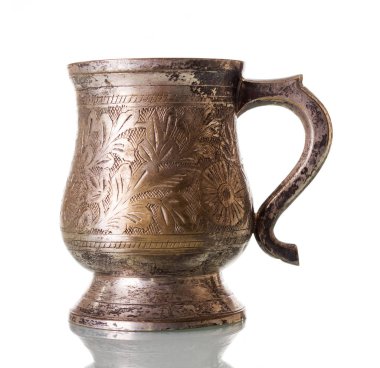 Vintage bronze vase for flower, isolated on white