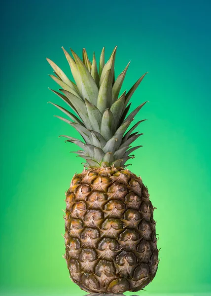 Большой спелый ананас со стеблем, зеленый — стоковое фото