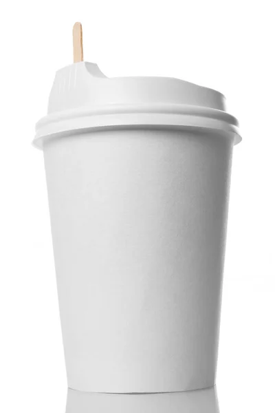 Одноразовый Контейнер Кофе Вынос Изолированный Белом Фоне — стоковое фото