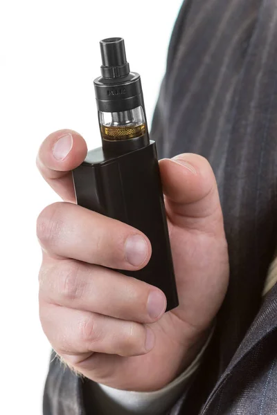 Elektronische Sigaret Hand Van Mens Geïsoleerd Witte Achtergrond — Stockfoto