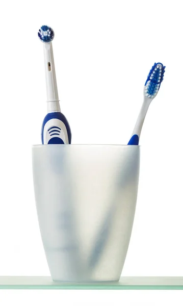 Glass Electric Manual Toothbrush Isolated White Background — Stock Photo, Image