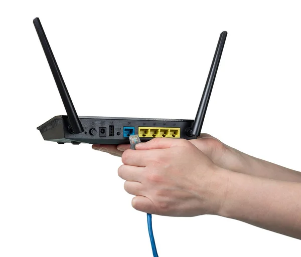 Připojovací Kabel Routeru Izolován Bílém Pozadí — Stock fotografie