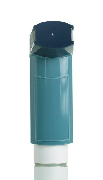 Pequeño Inhalador Portátil Para Asmáticos Aislado Sobre Fondo Blanco —  Fotos de Stock