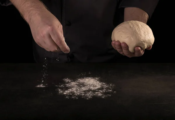 Bundle Mixed Dough Ready Baking Isolated Black Background — Stock Photo, Image