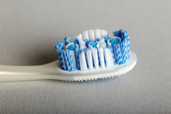 New Manual Toothbrush Scraper Clean Tongue Close Gray Background — Stock Photo, Image