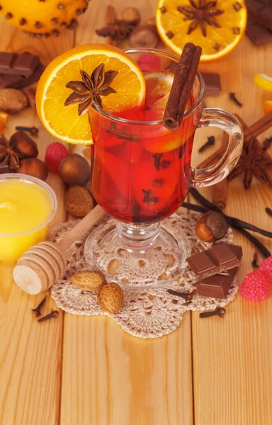Mulled Orange Clous Girofle Anis Cannelle Miel Noix Tranches Chocolat — Photo