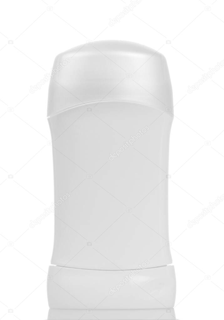 Dry deodorant for armpits isolated on white background.