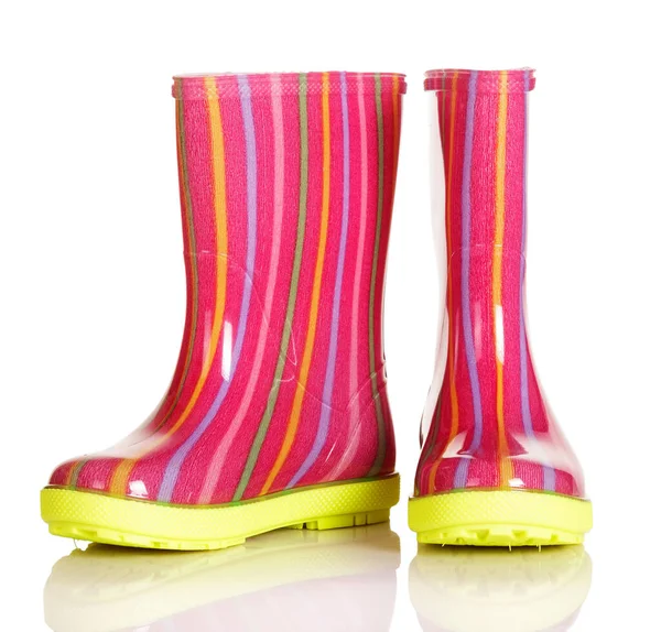 Children Rubber Boots Walk Rain Isolated White Background — Stock Photo, Image