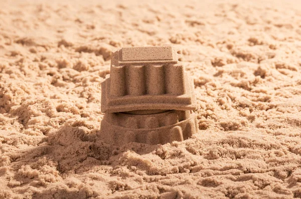 Zandkasteel Het Zand Van Dichtbij Achtergrond — Stockfoto