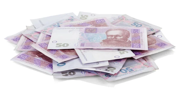 Stapel Oekraïens Geld Geïsoleerd Witte Achtergrond — Stockfoto