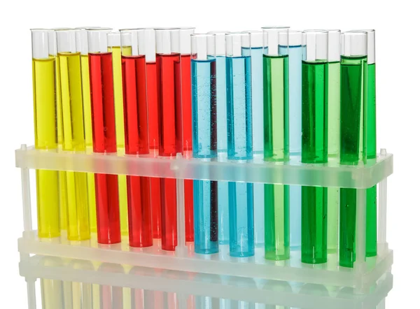 Test Tubes Colorful Liquids Container Isolated White Background — Stock Photo, Image