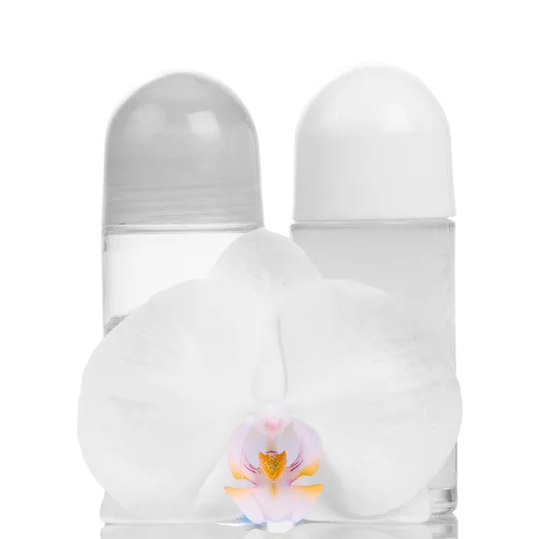 Deodoranti Sfera Fiori Orchidea Isolati Sfondo Bianco — Foto Stock