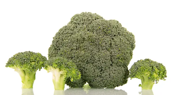 Färsk Broccoli Detaljbild Isolerat Vit Bakgrund — Stockfoto