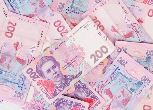 Pile Ukrainian Money Denomination 200 Uah Background — Stock Photo, Image