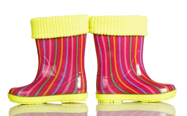 Children Rubber Boots Fabric Inset Isolated White Background — Stock Photo, Image