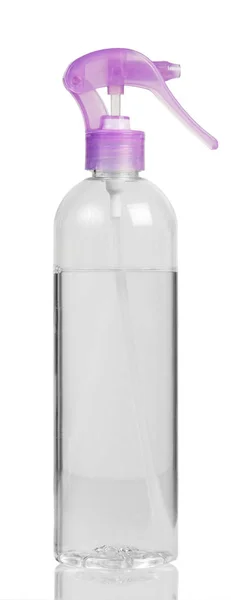 Frasco Detergente Aerosol Transparente Aislado Sobre Fondo Blanco — Foto de Stock