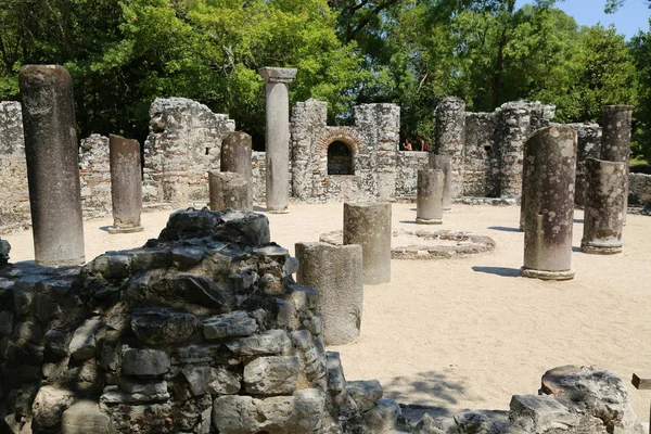 Antiguas Ruinas Rotonda Baptisterio Lugar Butrint Albania Centro Arqueológico Albanés — Foto de Stock