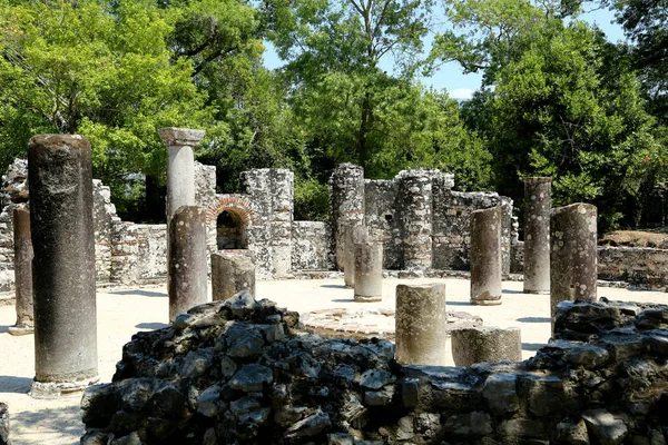 Antiguas Ruinas Rotonda Baptisterio Lugar Butrint Albania Centro Arqueológico Albanés — Foto de Stock