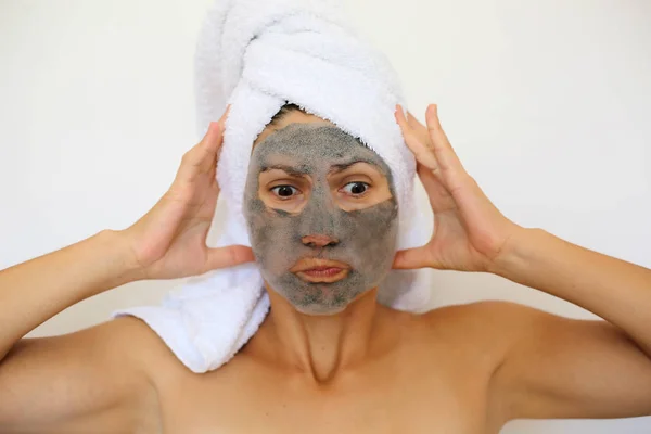 Bolha Oxigênio Carvão Máscara Preta Tratamento Facial Folha Popular Máscara — Fotografia de Stock