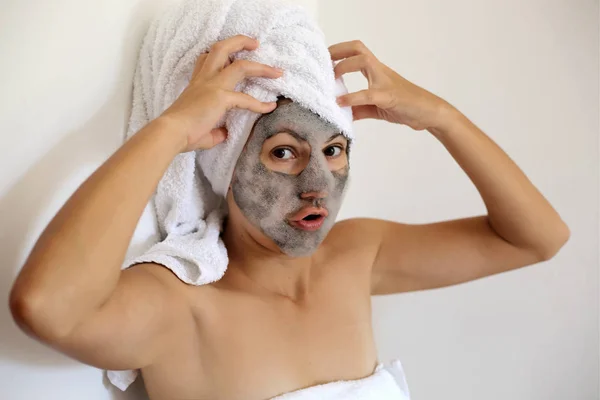 Bubble Oxygen Charcoal Black Mask Face Treatment Popular Sheet Face — Stock Photo, Image