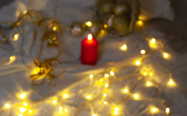 Wazige Feestelijke Kerstachtergrond Lange Foto — Stockfoto