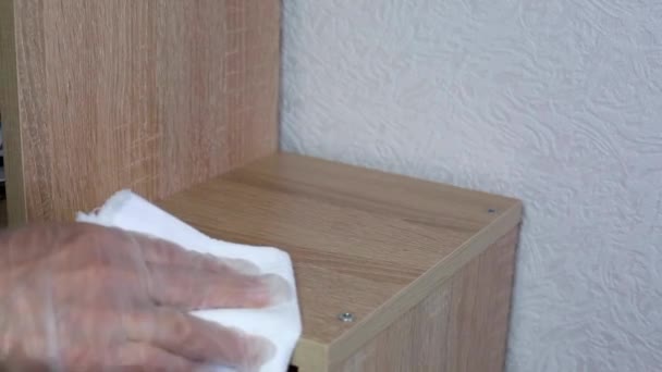 Limpeza Profunda Superfície Mobília Para Casa Para Prevenção Coronavírus Covid — Vídeo de Stock