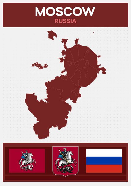 Minimalistic Map of Moscow, Russia