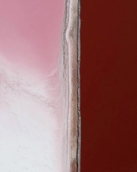 Colpo verticale di sfumature di rosa uno accanto all'altro diviso da una linea — Foto Stock