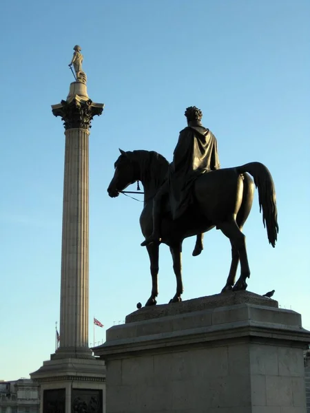 Trafalgar Square Nelsons Sloupec Londýn — Stock fotografie