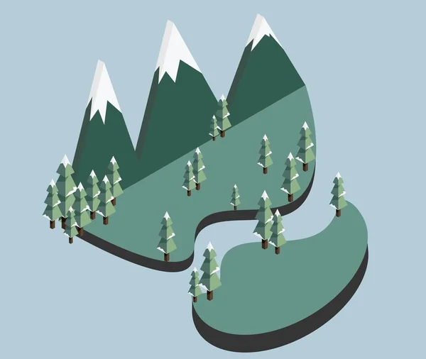 Ilustração de pinheiros e uma montanha — Fotografia de Stock