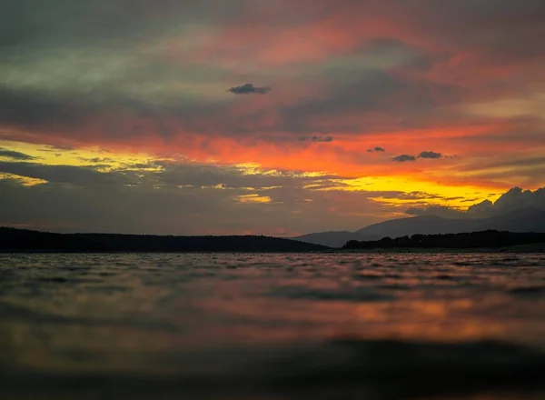 Ein Atemberaubender Blick Auf Das Muschelmeer Unter Dem Sonnenuntergang Der — Stockfoto