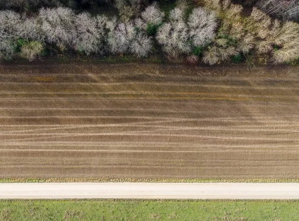 Alto ángulo de disparo de un campo con parcialmente seco debido a los cambios en el clima — Foto de Stock