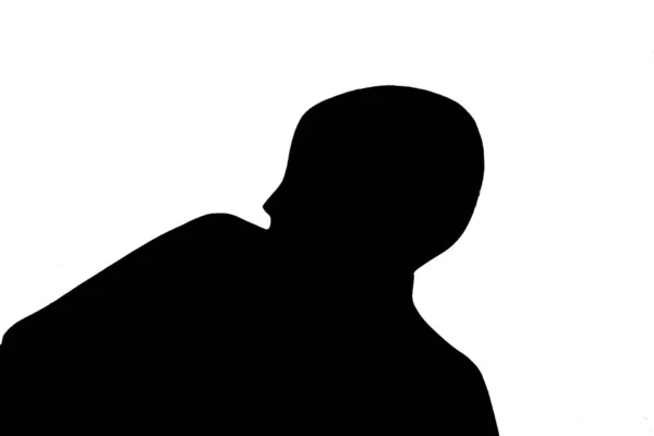 Silhueta de um macho em um fundo branco deitado - perfeito para um papel de parede original — Fotografia de Stock