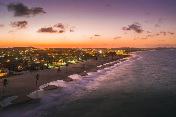 Vacker Utsikt Över Stranden Cumbuco Solnedgången Fångas Fortaleza Brasilien — Stockfoto