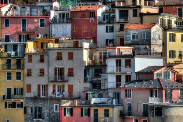 Close Das Casas Bonitos Cidade Manarola Itália — Fotografia de Stock