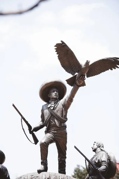 Vertical shot of a soldiers statue with an eagle on his hand — Stockfoto