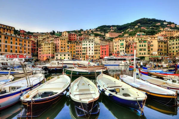Una Hermosa Toma Puerto Famoso Camogli Histórico Liguria Italia — Foto de Stock