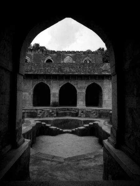 Plan Vertical Ancien Temple Historique Mandav Inde — Photo