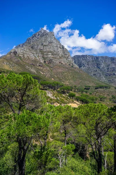 Eine Vertikale Aufnahme Des Berühmten Tafelberges Kapstadt Südafrika — Stockfoto